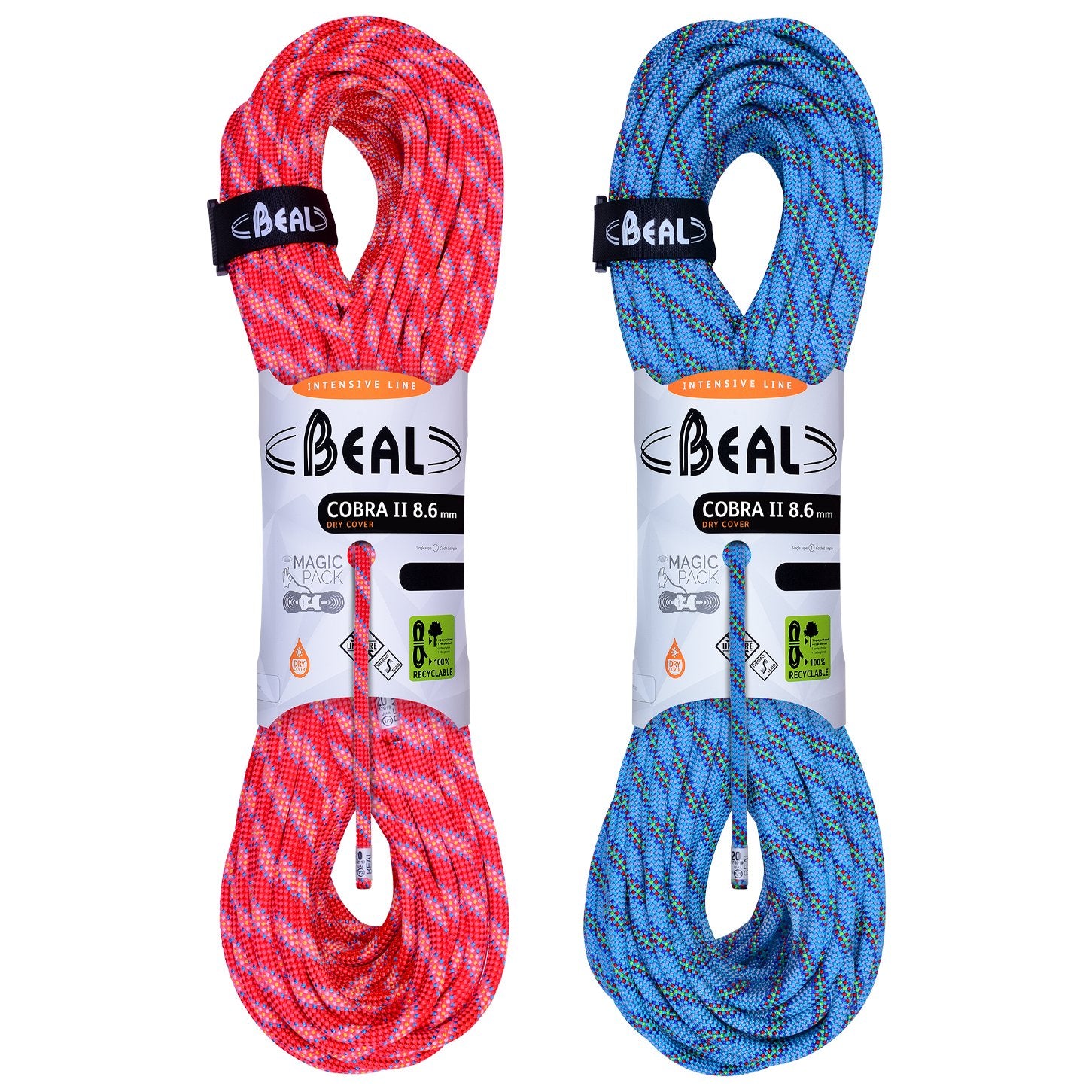 Cobra II (8.6mm 2x50m)- unicore, drycover, orange/blue, corde à double