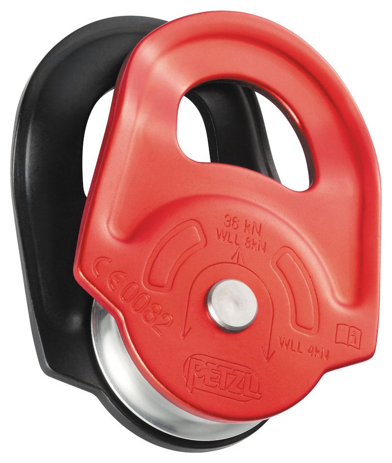 Rescue, high-strength pulley with swinging side plates