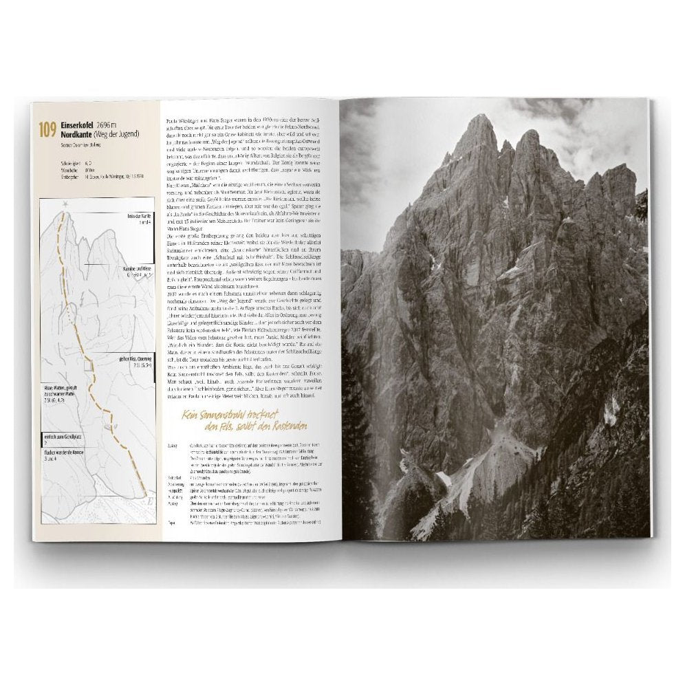 Im Extremen Fels (German), 100 legendary climbing routes in the Alps, guidebook