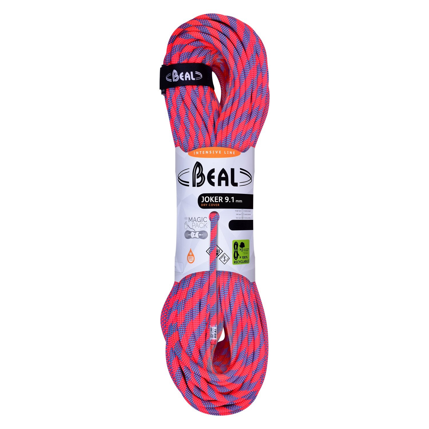 Joker (9.1mm, 100m) - unicore drycover, safe control, orange, climbing rope